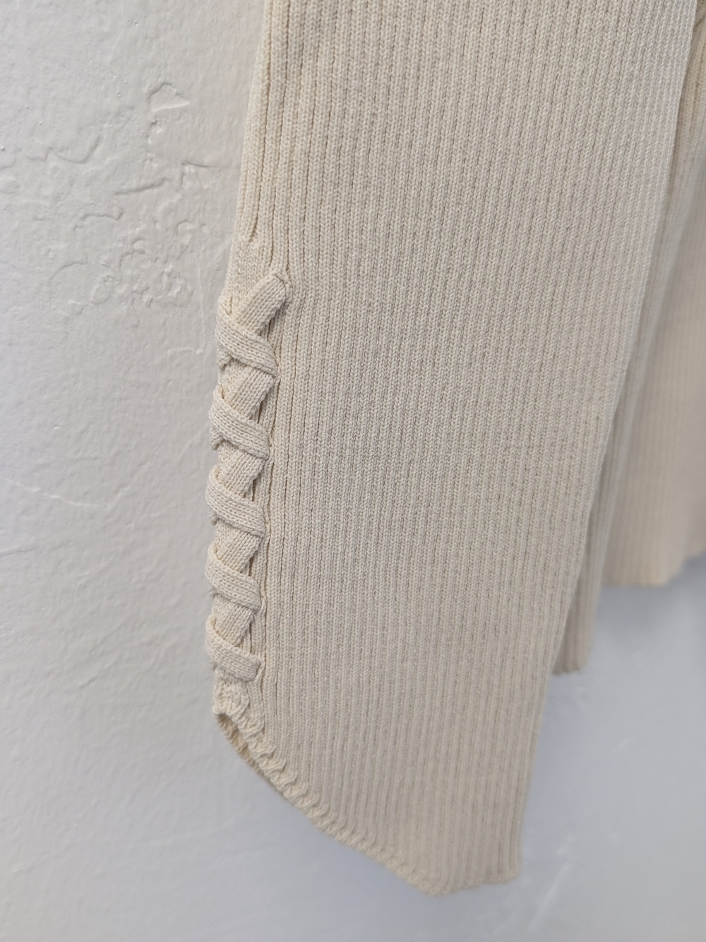 ZARA NWT Cream Ribbed Knit Button Front Puff Sleeve Cardigan Top Size M - Picture 3 of 8